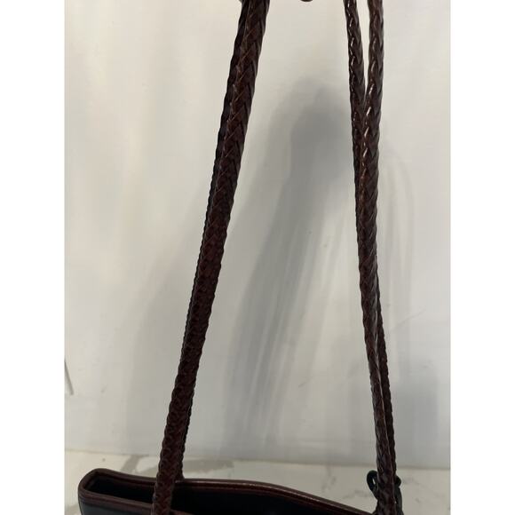 Brighton Womens Shoulder Bucket Bag Purse Leather Brown Black Croc Braided - Picture 7 of 7